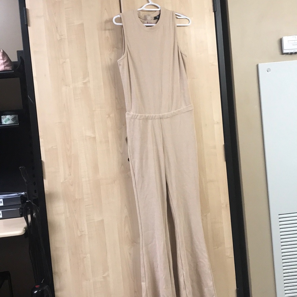 Ribbed Flare Leg Sleeveless Jumpsuit